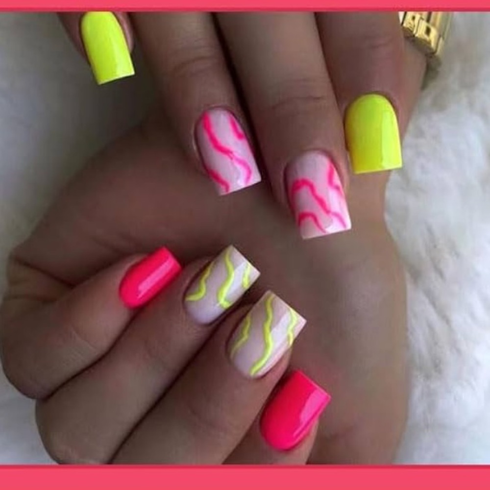 2 x Pink and Green DIY Nail Set